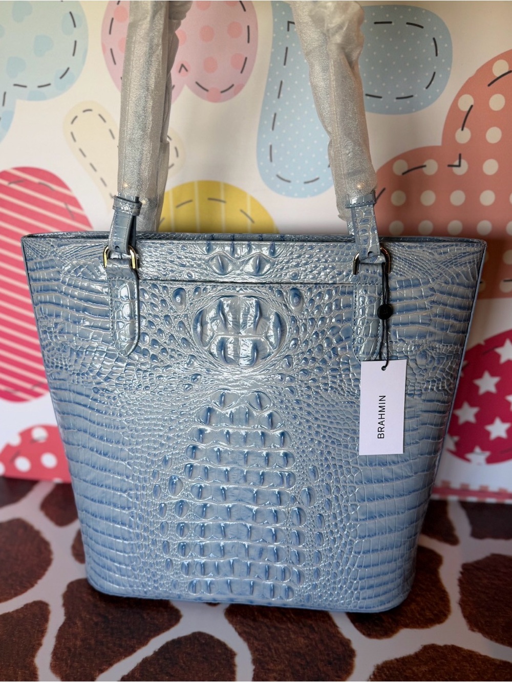 BRAHMIN EZRA HEAVENLY BLUE TOTE NWT PRETTY EYE PLACEMENT - Picture 11 of 12
